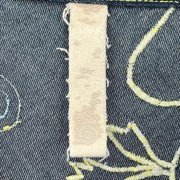 Ted Baker Denim A-Line Applique‎ Midi Skirt Cotton Floral Blue Yellow Women 2 - Picture 5 of 7